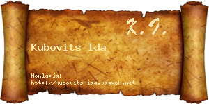Kubovits Ida névjegykártya